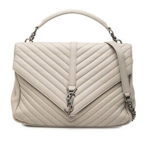Pre-Loved Saint Laurent Large Chevron Sheepskin Monogram College Satchel